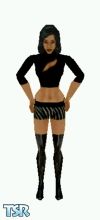 Sims 1 — Slash Shirt by Jay — Get a little frisky with this slashed mid-drift shirt and zebra print hot pants. 