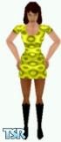 Sims 1 — Sandy by Eric Hammer — Sandy is modelling a yellow minidress with a slightly psychadelic pattern. Modified