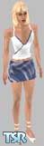 Sims 1 — Summer in Style by Anukis74@aol.com — White shirt, with criss-cross design, and a blue and white mini.