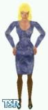 Sims 1 — Donna by Eric Hammer — Donna is modelling a blue dress with a rich abstract pattern.