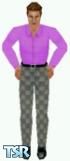 Sims 1 — Checkers by Eric Hammer — Ross is taking a trip down memory lane in a lavender shirt and checkered pants. From