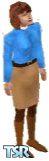 Sims 1 — Jerri by Eric Hammer — Jerri is wearing a clasic combination of blue blouse and camel skirt, with fawn suede
